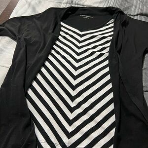 Croft & Barrow Black and Gray Striped Shirt
